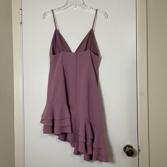 NWOT C/MEO collective pink asymmetrical ruffle hem mini dress size US Medium - Picture 5 of 6